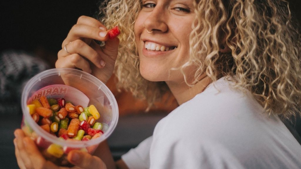 Blond curly hair and Candy